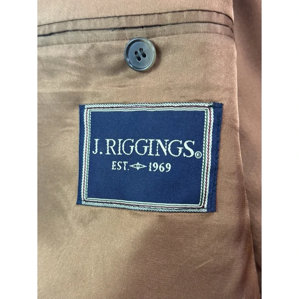 Vtg 90s Double Breasted‎ Blazer 42R green knit jacket sport suit coat J Riggins